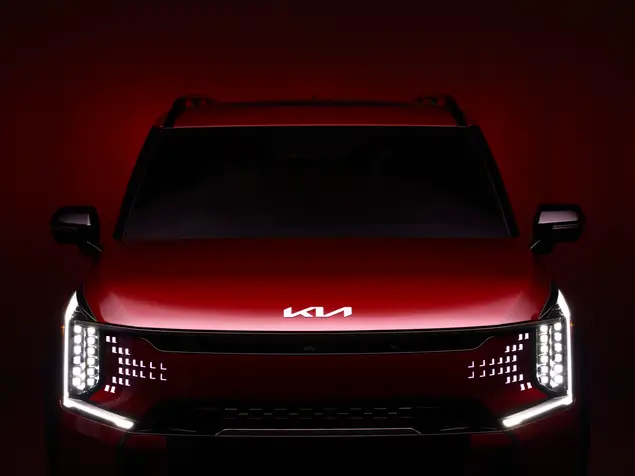 Red KIA car is launching with flash head light