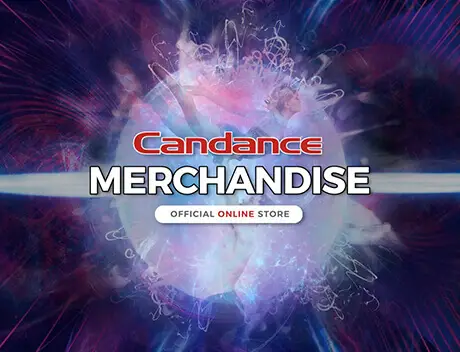 FX Productions Canada Colorful abstract background with the words "Candance MERCHANDISE" and a button labeled "Official Online Store" in the center, brought to you by FX Productions Canada. Toronto Video Production Company