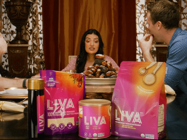 FX Productions Canada Three people sit at a dining table with a large pile of dates, surrounded by packages of LIVA date powder products—showcasing a Toronto Production Company’s work for FX Productions Canada. Toronto Video Production Company