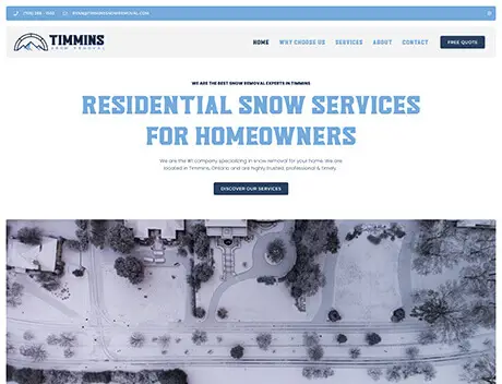 FX Productions Canada A website homepage for FX Productions Canada, a Toronto Production Company, featuring an aerial view of a residential neighborhood covered in snow and navigation menu options at the top. Toronto Video Production Company